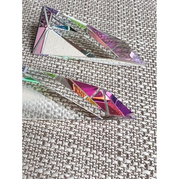 Colorful Crystal Prism Small Obelisks Set Of 2 Rainbow Reflective READ HAS CHIPS - Picture 14 of 14